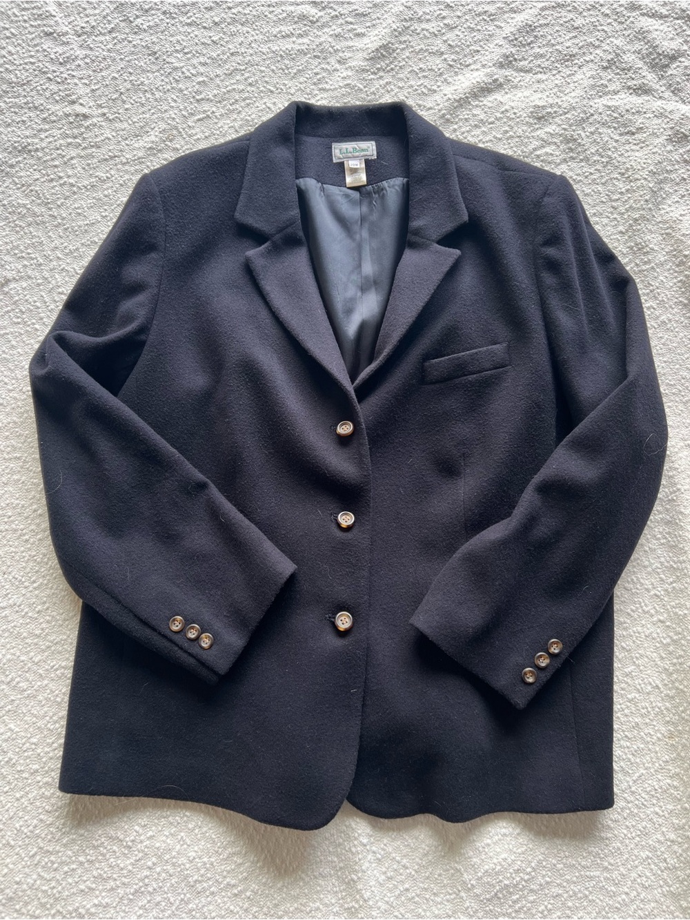 Vintage 90s L.L. Bean Wool Cashmere Blazer 20W Black Dark Academia